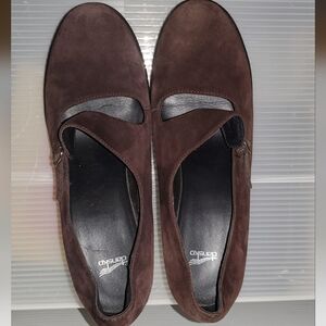 𝅺DANSKO Mary Janes Brown Suede Heeled Clogs Suede Shoes